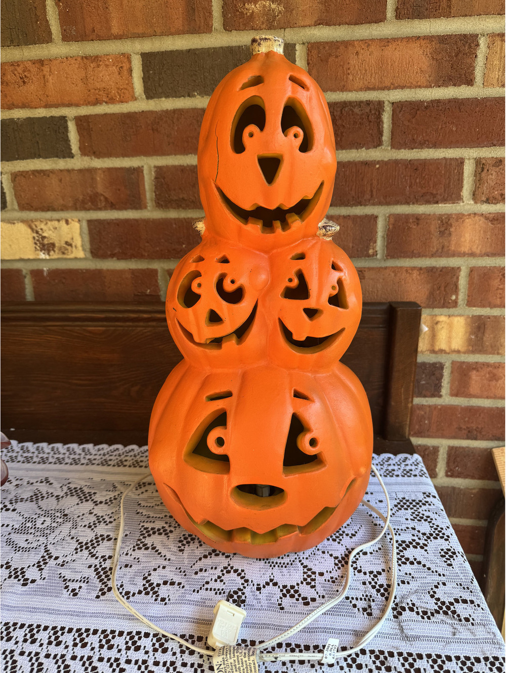 Vintage Stack of Four Lighted Halloween Pumpkin Decorations